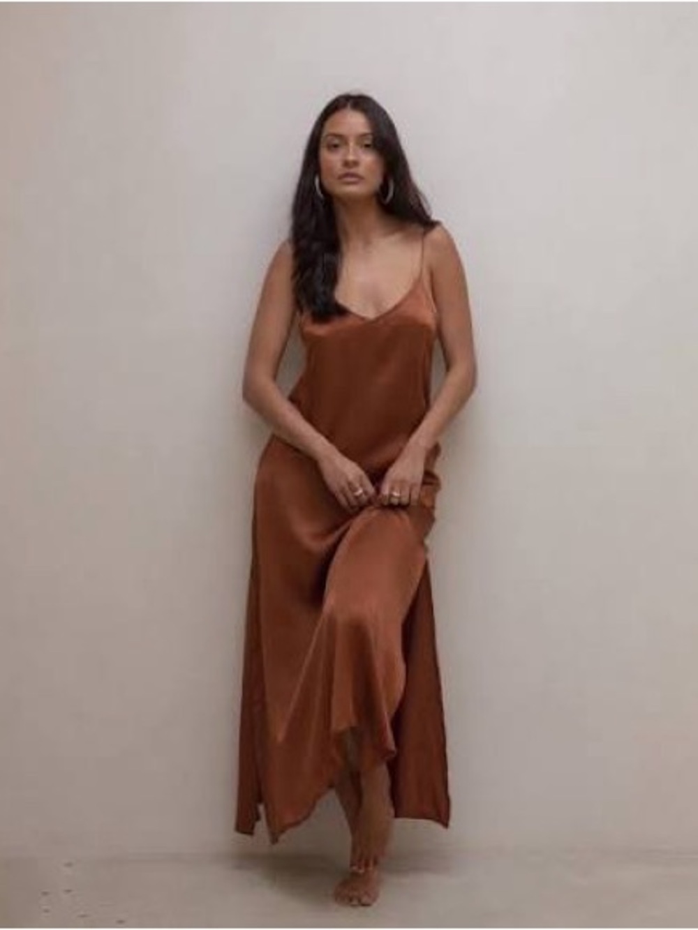 Bahhgoose Silk Slip Dress in Champagne - Picture 7 of 11